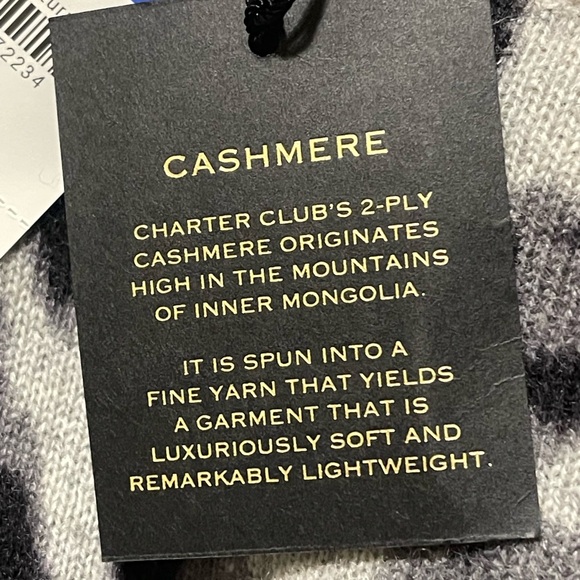 Charter Club Womens Cashmere Cheetah Print Sweater Top Size XL Gray Lightweight - Picture 4 of 6